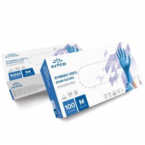 Intco Synmax Εξεταστικά Συνθετικά Γάντια Βιτριλίου χωρίς Πούδρα 100 τεμάχια Μπλε