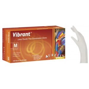 Γάντια Εξεταστικά Latex Aurelia Vibrant χωρίς Πούδρα 100 τεμάχια Λευκό