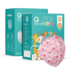 Παιδική Μάσκα Υψηλής Προστασίας FFP2/N95 QZER Pink Bear | 10τμχ